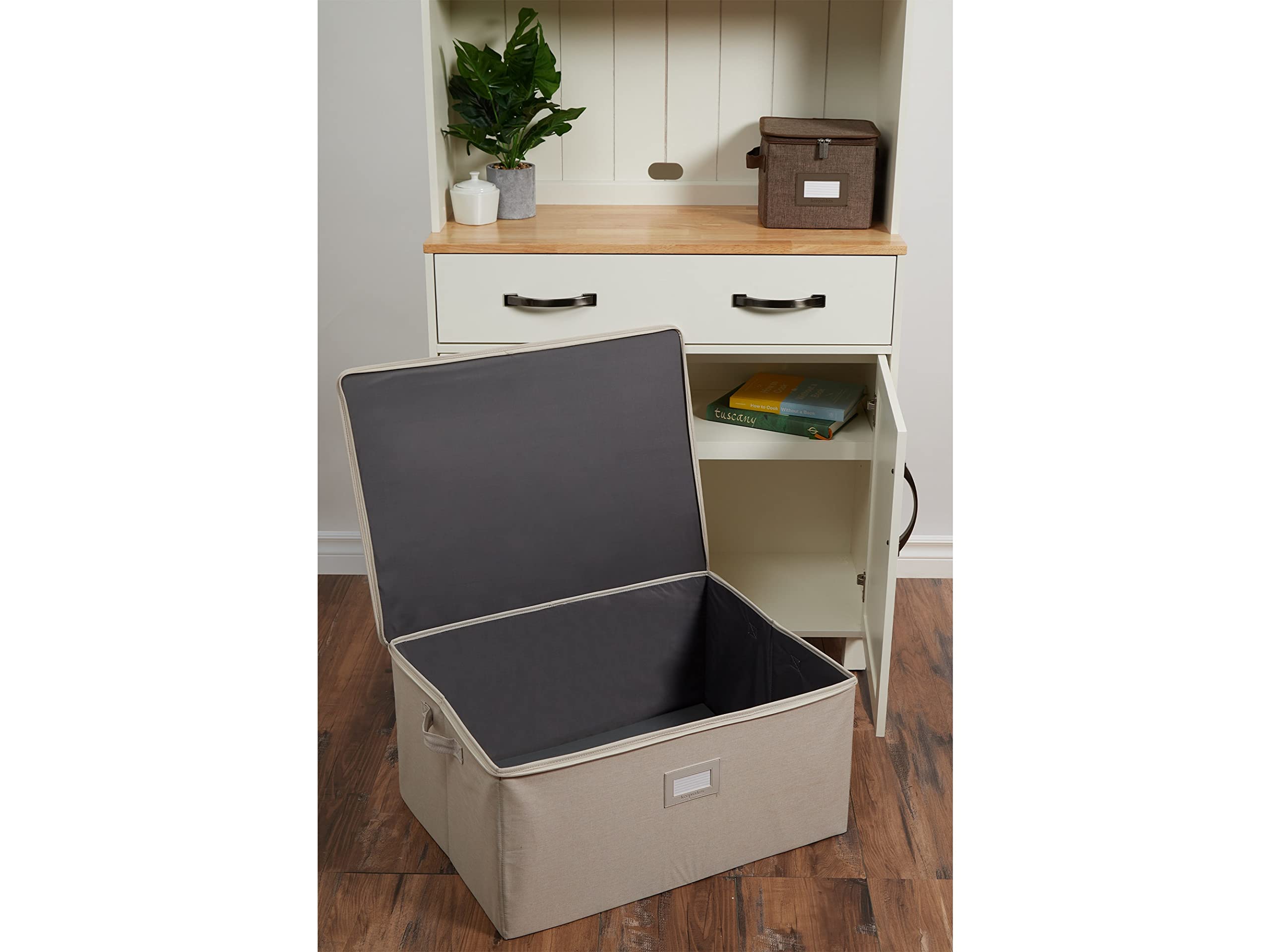 Covermates Platter Serveware Storage Box - Durable Polyester, Dual Zippers, Carrying Handles, ID Window, Kitchen Storage-Beige Heather