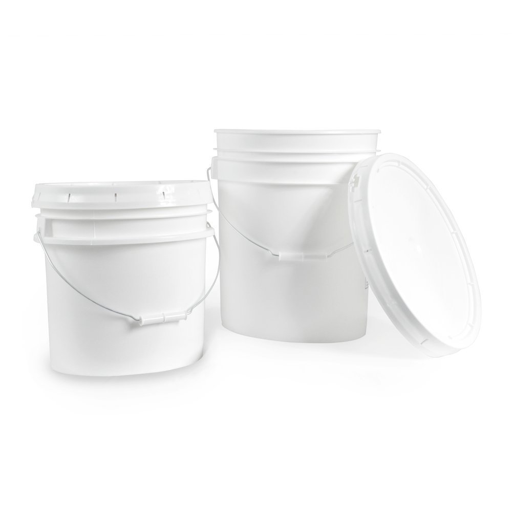 Living Whole Foods, 3.5 Gallon White Bucket & Lid - Durable 90 Mil All Purpose Pail - Food Grade - BPA Free Plastic (3.5 Gal. w/Lid - 1pk)