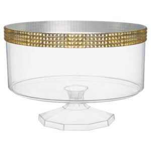 elegant small clear plastic trifle container with gold gems - 5.875" | perfect for weddings, anniversaries, and special occasions (1 pc.)