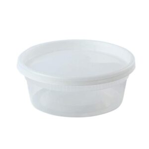 nicole home collection stackable premium clear plastic deli containers with lids - 8 oz (pack of 40) - durable & reusable design - perfect for weddings, parties, catering and more