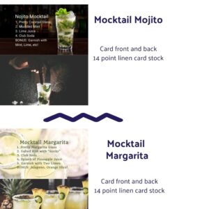 Easy Order Mocktail Cards, 20 Count Variety Pack - Hand to Bartender Or Server to Get Exactly What You Want - Mocktail Recipe Book for Dry January (Mocktail Variety Pack)