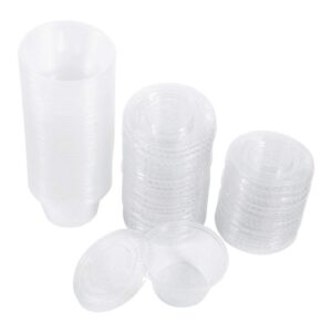 Disposable Sauce Cup, 4 Sizes 50Pcs Disposable Plastic Clear Sauce Chutney Cups Boxes With Lid Food Takeaway Hot for Restaurants(2oz)