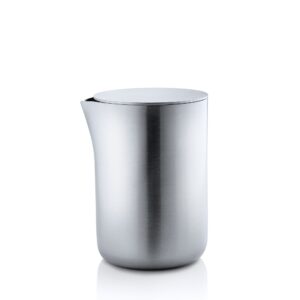 blomus basic milk container with lid, 9.7 x 6.6 x 7.5 cm, brushed stainless steel