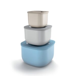 guzzini assorted set 3 deep airtight containers,multicolor (assorted),19.5 x 19.5 x 12.3 cm