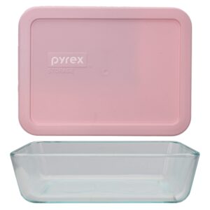 Pyrex (1) 7210 3 Cup Glass Dish & (1) 7210-PC Loring Pink Lid Made in the USA