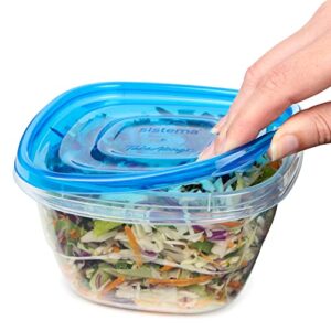 Sistema Takealongs 1.2L Deep Square 4 Pack Food Storage Containers, 1.2 Litre, Clear with Blue Lid