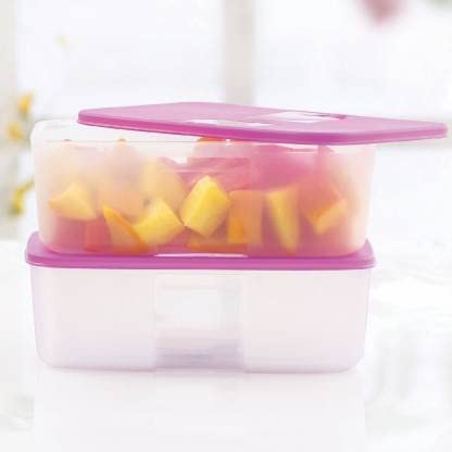 Tupperware Freezermate - 1.5 L Plastic Fridge Container (Pack of 2, Pink)