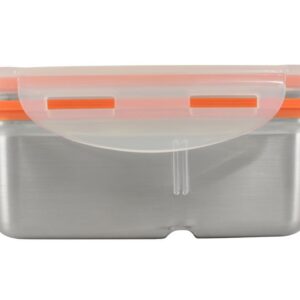 Mighty Hippo RECTANGLE Stainless Steel BENTO Food Container (Size: SMALL) - 2 Compartments (Removable Divider / Leak Proof / Dishwasher Safe / Reusable / Food Safe / Metal / BPA Free / Meal Prep)