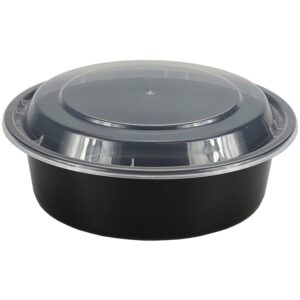 microwaveable containers 7" round black 32oz 12 count