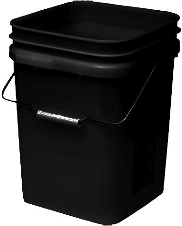 Black Economy Square 4 Gallon Plastic Bucket, 18 Pack | Lid Not Included