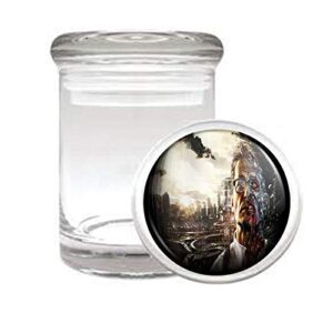 zombie man steampunk em1 medical glass stash jar 3'' x 2'' herb and spice storage air tight seal