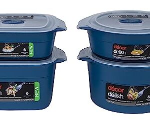 Décor Delish Oblong 1L |Food Storage Container |Leakproof| Ideal for Meal Prep| BPA Free|Dishwasher, Freezer & Microwave Safe, Blue