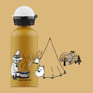 SIGG - Aluminium Kids Water Bottle - KBT Moomin Camping - Leakproof - Lightweight - BPA Free - Climate Neutral Certified - Dark Yellow - 0.4L