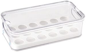 idesign 18, stackable bpa- plastic eggs, portable storage box for fridge or kitchen cupboard, clear/white, 32.3 cm x 16.1 cm x 9.9 cm