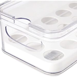 iDesign 18, Stackable BPA- Plastic Eggs, Portable Storage Box for Fridge or Kitchen Cupboard, Clear/White, 32.3 cm x 16.1 cm x 9.9 cm