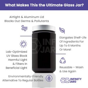 Infinity Jars Silver Collection 400 ml (13.5 fl oz) Tall Black Ultraviolet Screw Top Jar