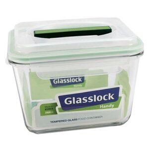 glasslock rectangular handy tempered glass food container 2500ml airtight anti spill rp602