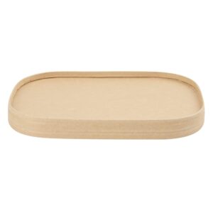 Restaurantware LIDS ONLY: Bio Tek Lids For To Go Containers 100 Oval Food Container Lids - Containers Sold Separately Flat Design Kraft Paper Lids For Disposable Serving Bowls Tight Seal