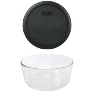 pyrex (1 7203 glass bowl & (1) 7402-pc black lid made in the usa