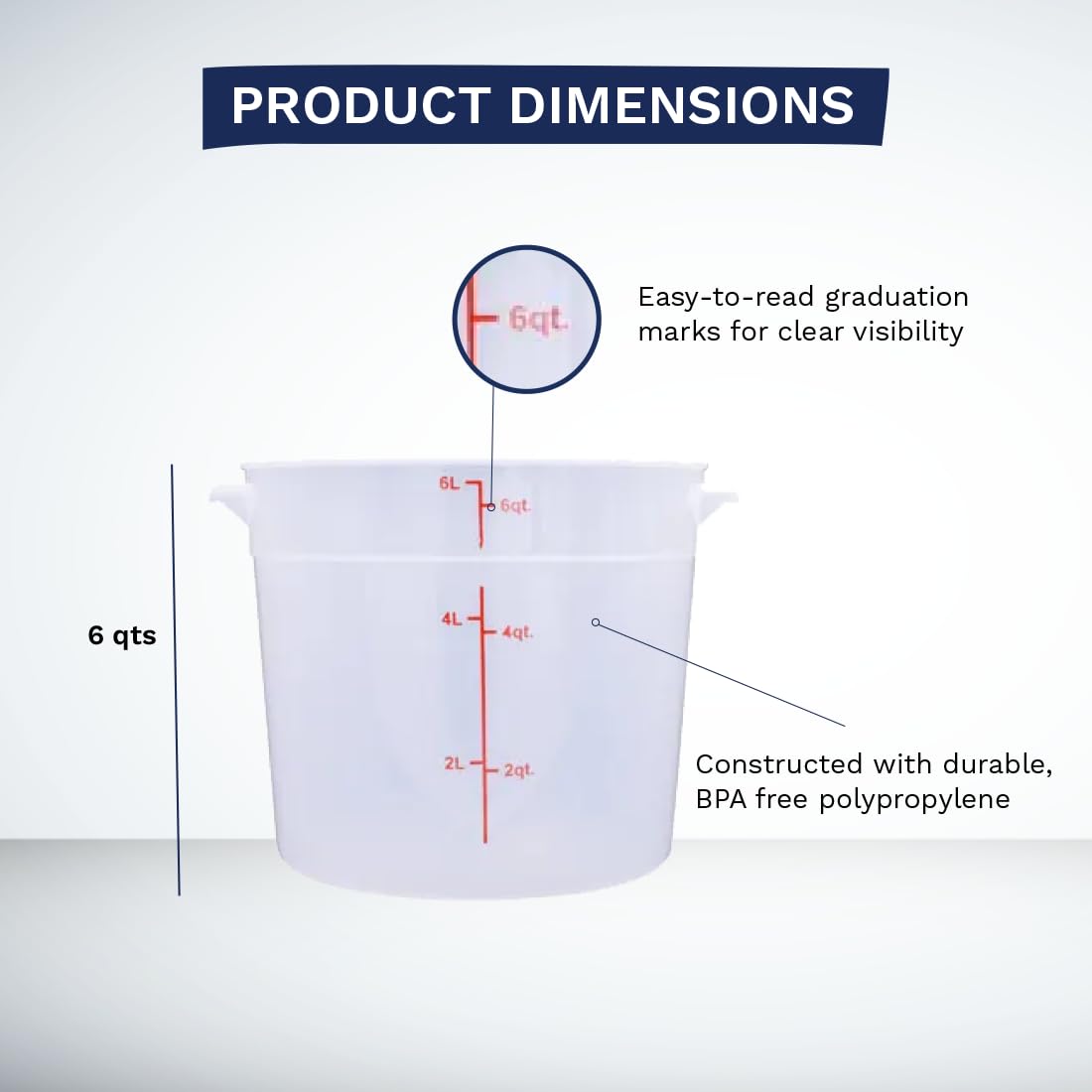 CenPro 29A-047 Round Food Storage Container - 6 Qt. Capacity - Translucent - NSF (Lid Sold Separately)