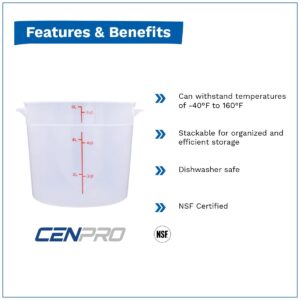 CenPro 29A-047 Round Food Storage Container - 6 Qt. Capacity - Translucent - NSF (Lid Sold Separately)