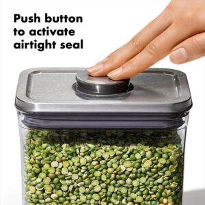 OXO Steel POP Container Medium Rectangle - 2.7 Qt for Rice, Pasta and More,Grey