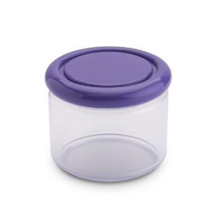 OMADA Acrylic Airtight Storage Container: Sugar Flour Container and Pasta Container - Storage Jar for Food Toiletries Office Supplies - Dishwasher Safe Storage Container Cylinder - 16 Oz – Violet Lid