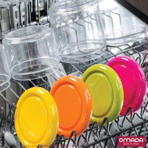 OMADA Acrylic Airtight Storage Container: Sugar Flour Container and Pasta Container - Storage Jar for Food Toiletries Office Supplies - Dishwasher Safe Storage Container Cylinder - 16 Oz – Violet Lid