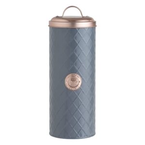 typhoon 1401.664 henrik storage canister | hardwearing coated steel tinware with copper lid and badge | keeps pasta fresh for longer | grey, 110mm x 110mm x 270mm