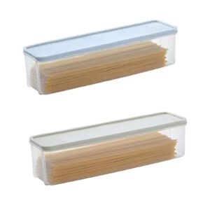 2pcs noodle storage box, plastic pasta storage container kitchen spaghetti food storage box with lid fridge airtight organizer for noodles, eggs, fruits snacks (blue&green)