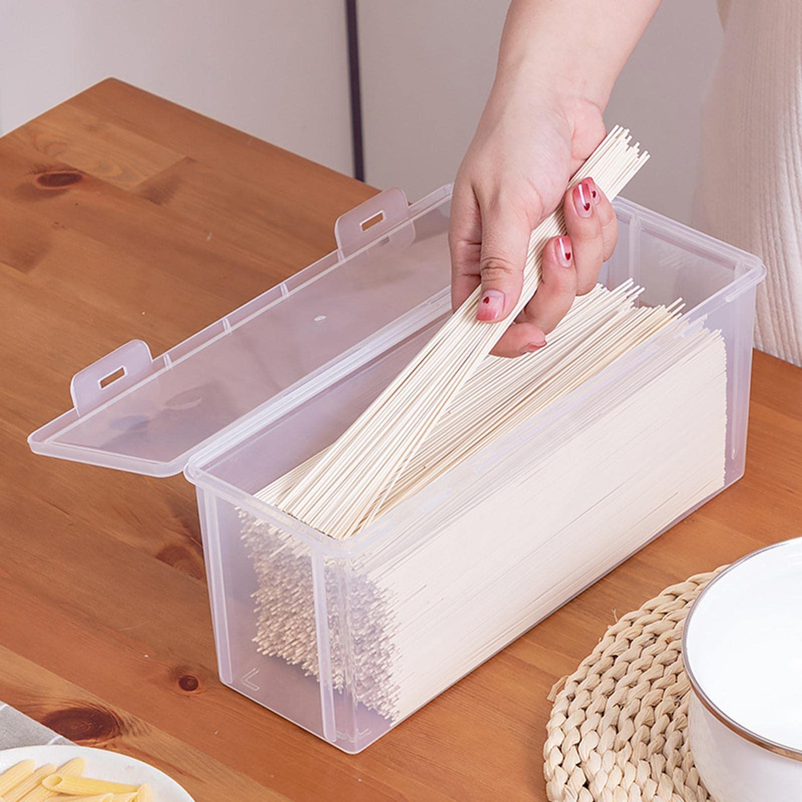 ＫＬＫＣＭＳ Noodle Canister Pasta Storage Container Stackable Transparent for Kitchen Snacks