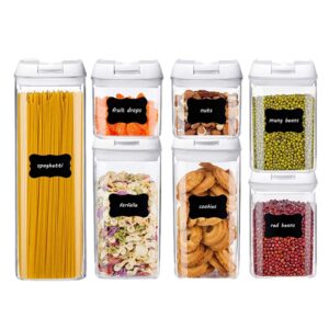 food storage container set – 5pcs plastic kitchen organiser – kitchen organisation jars for cereal, pasta, spaghetti, flour, rice,c