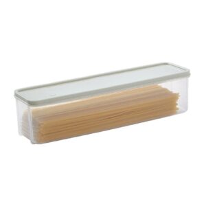 noodle storage box, plastic pasta storage container kitchen spaghetti food storage box with lid fridge airtight organizer for noodles, eggs, fruits snacks (light green,11.4x2.55x3.14in)