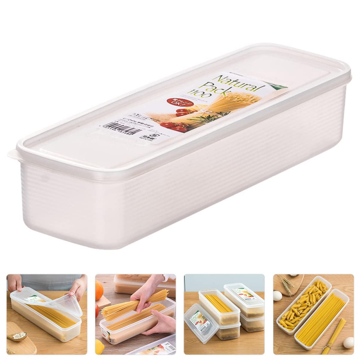 Cabilock Plastic Storage Bins Spaghetti Noodles 3pcs Pasta Container Spaghetti Noodle Storage Spaghetti Keeper Box Kitchen Pantry Storage Noodle Storage Container Storage Drawers re-usable