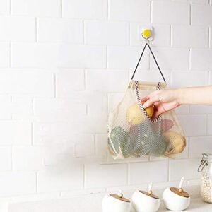 Mesh Vegetable Kitchen Storage Fruit and Storage Bag Bag Kitchen，Dining & Bar Kitchen Containers for Organizing (Beige, One Size)