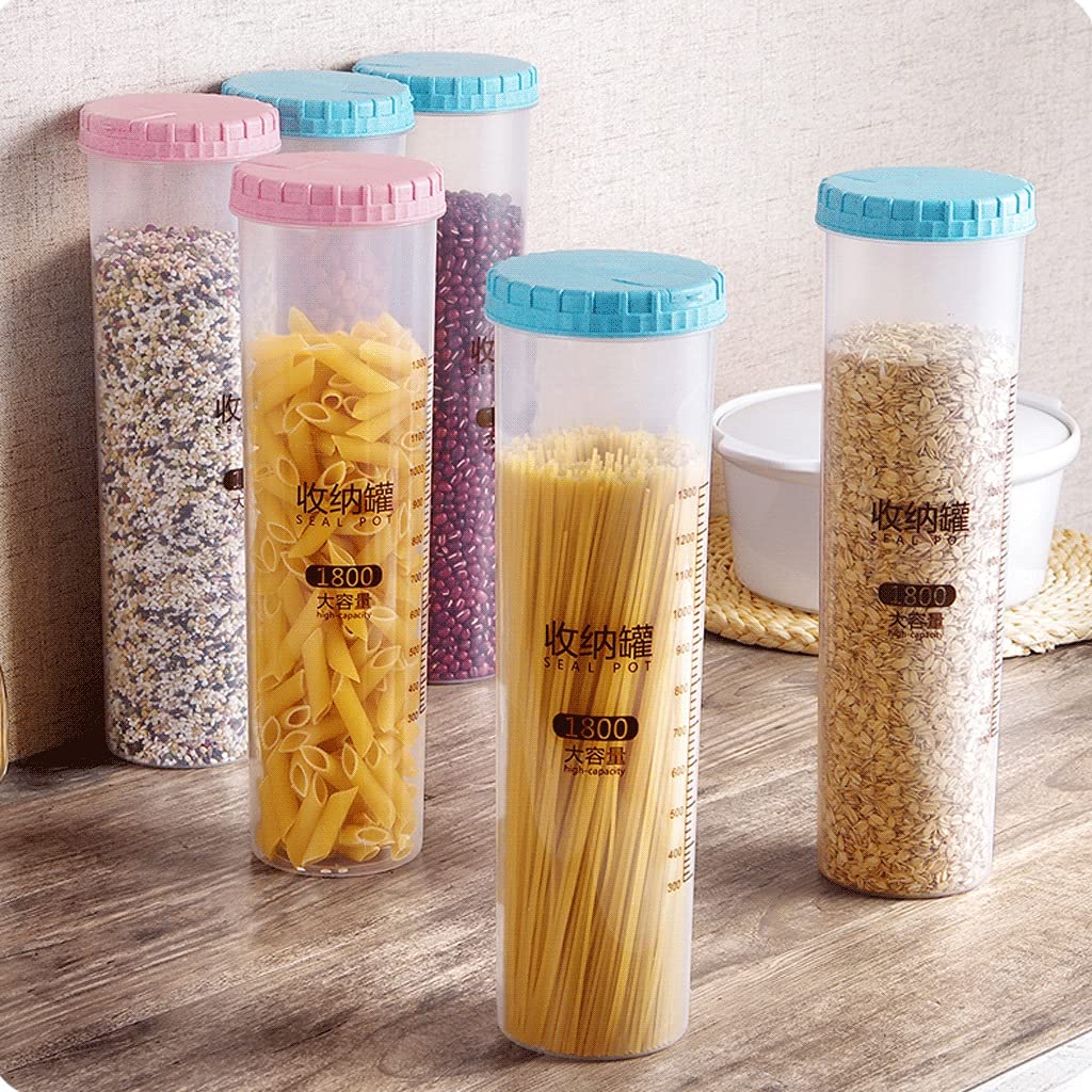 FSHAN Kitchen Jars Airtight Food Storage Containers with Lids 1.8L Pasta Cereal Containers Tall Clear Spaghetti Pasta Storage Container Set Useful Container Set (Color : 2pcs Blue)