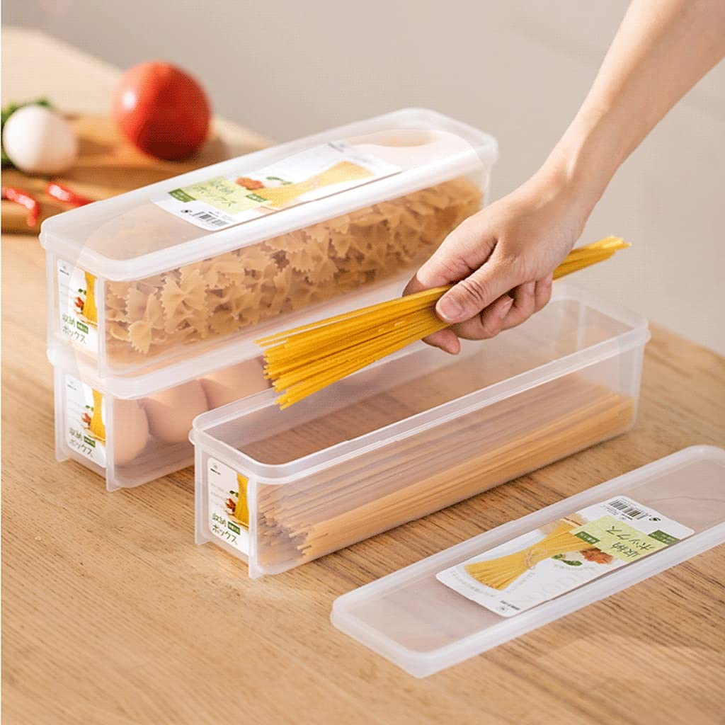 LYUN Canisters Pasta Container Noodle Food Storage Spaghetti Keeper Box with Lid Plastic1/ 3 Pcs Canister Sets for Kitchen Fresh-Keeping Drain Box Jars (Color : 3 PCS Pasta Storage Box)