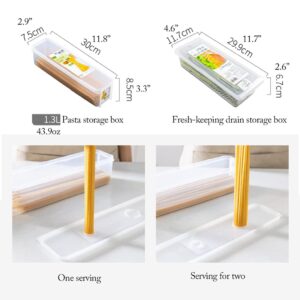 LYUN Canisters Pasta Container Noodle Food Storage Spaghetti Keeper Box with Lid Plastic1/ 3 Pcs Canister Sets for Kitchen Fresh-Keeping Drain Box Jars (Color : 3 PCS Pasta Storage Box)
