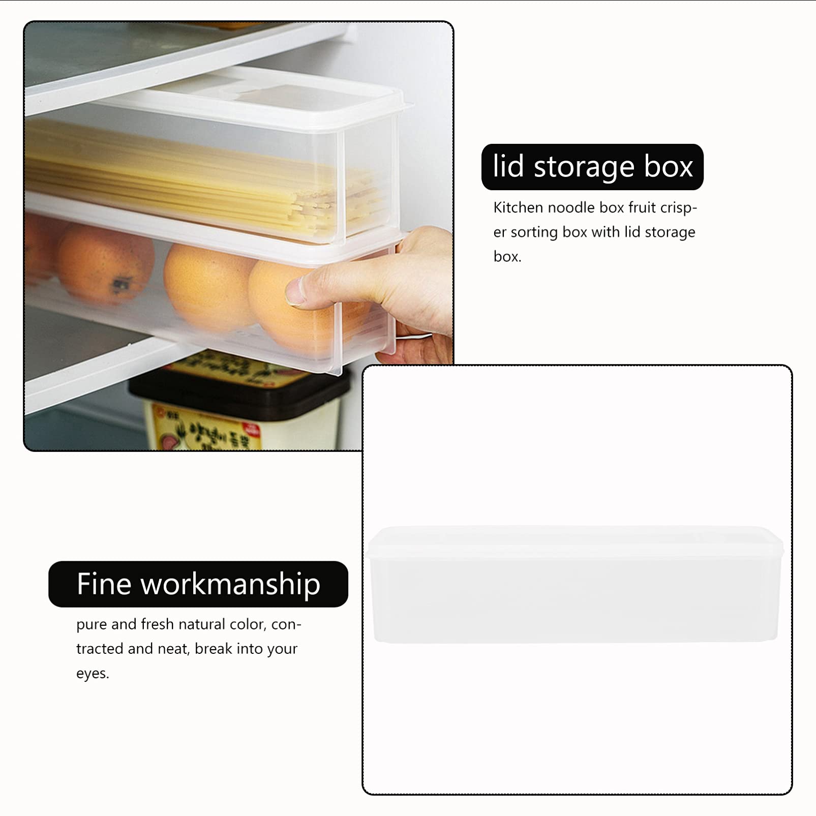 Cabilock 2pcs Noodle Preservation Box Food Containers Refrigerator Storage Bins Pasta Container Containers for Food Clear Drawer Spaghetti Seal White Food Grade Pp Snack Box