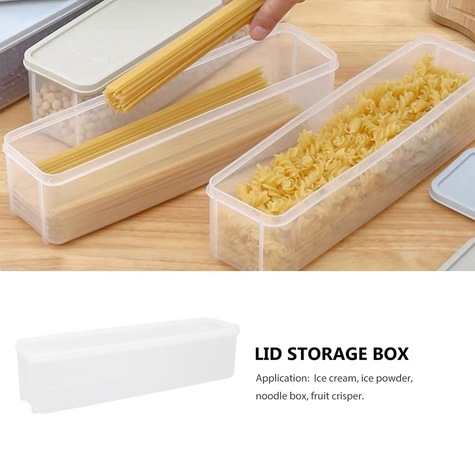 Yardwe 2pcs food grade pp Pasta Container spaghetti os storage Box crisper Storage Container pasta canister with lid Storage Box household condiment food box utility box large