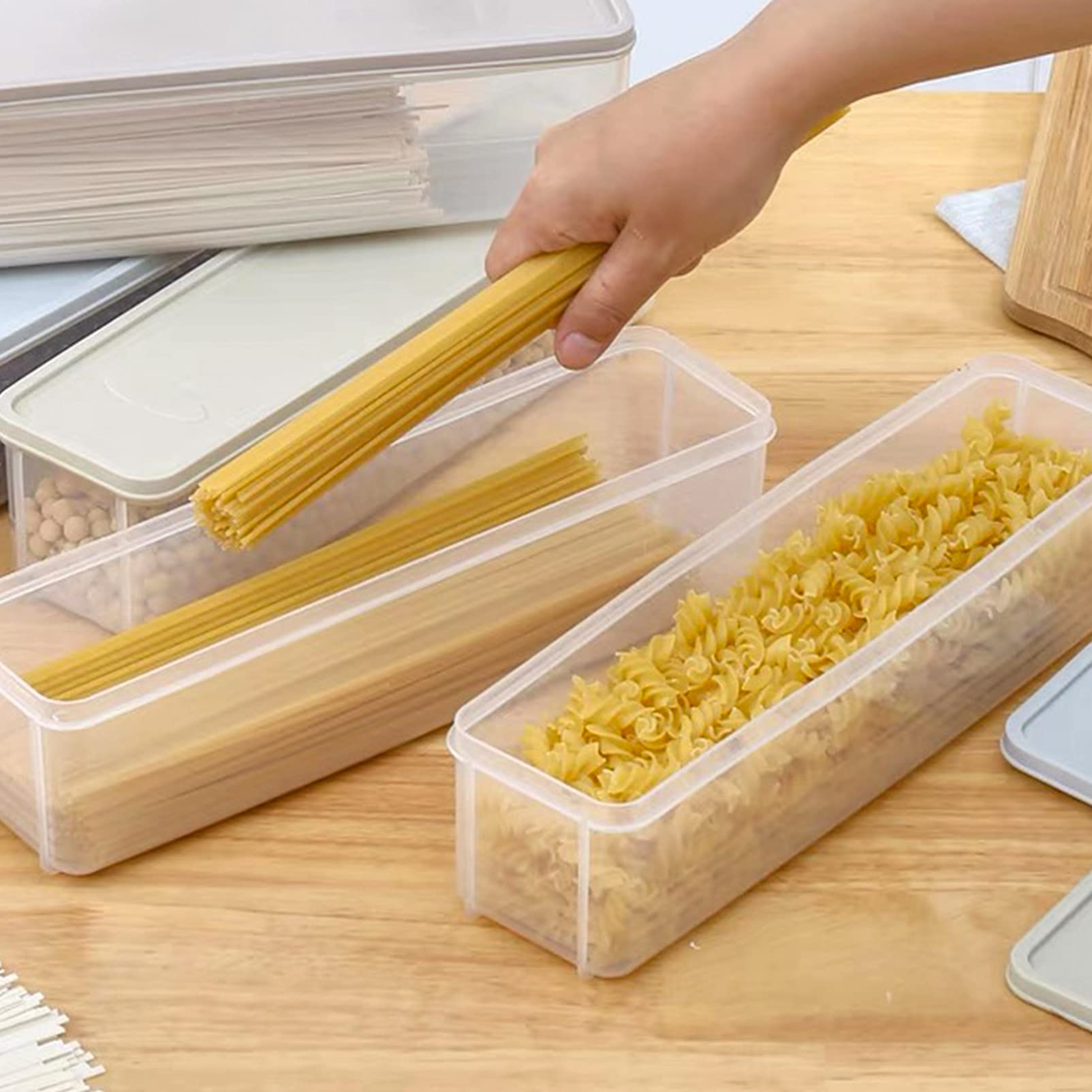 Yardwe 2pcs food grade pp Pasta Container spaghetti os storage Box crisper Storage Container pasta canister with lid Storage Box household condiment food box utility box large