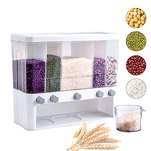 TTONSUE Glass Rice Container Rice Storage Container Rice Dispenser for Black Rice Yellow Rice Red Beans Rice Mung Beans Soybeans and other Granular Grains