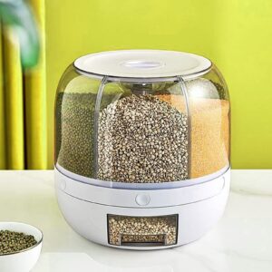 360° rotating rice & grain storage container - durable airtight dispenser for small beans, barley, millet & more - moisture resistant kitchen organizer with lid - holds up to 22lbs of rice