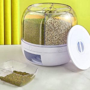 360° Rotating Rice & Grain Storage Container - Durable Airtight Dispenser for Small Beans, Barley, Millet & More - Moisture Resistant Kitchen Organizer with Lid - Holds up to 22lbs of Rice