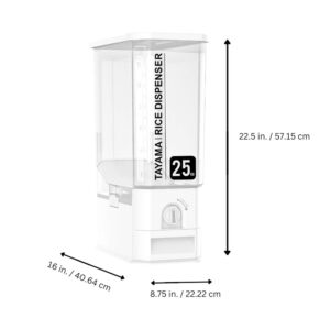 TAYAMA 55 lbs. Capacity Rice Dispenser Grain Storage Container,White