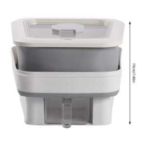 KenSyuInt Rice Dispenser, Collapsible Rice Dispenser, Grain Dispense,Stacked Grain Tank with Transparent Lid, Fresh Food Storage Bin fot Home Kitchen,Grey White(26lbs)