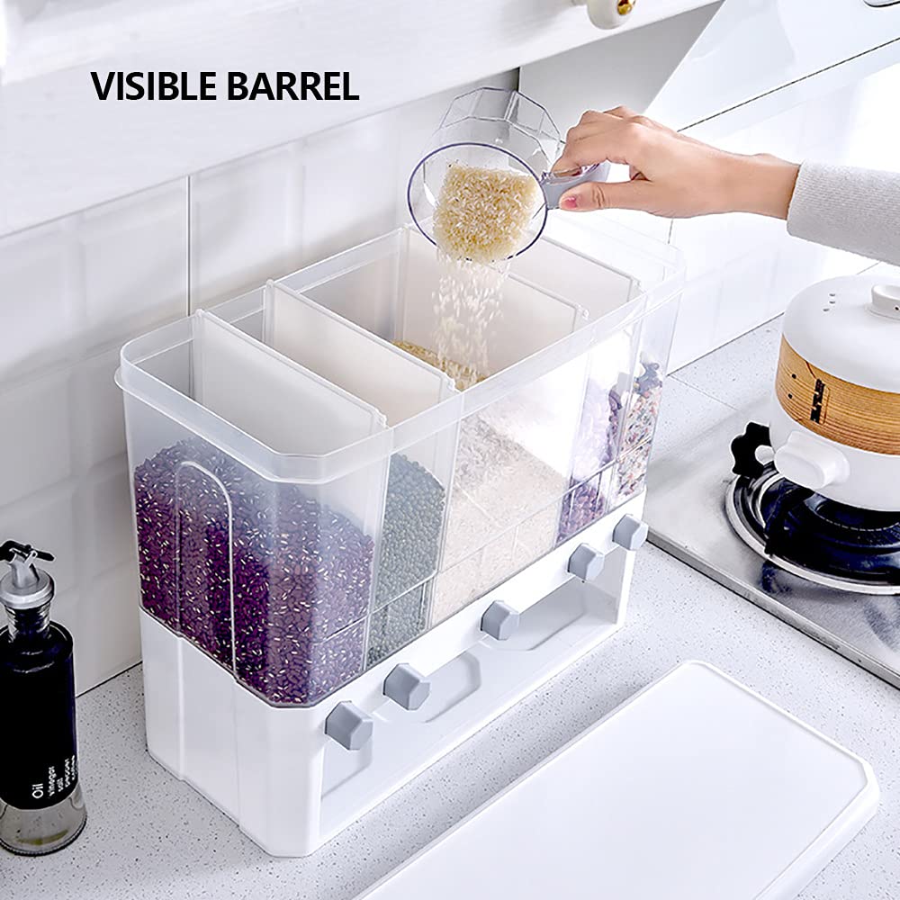 LYNICESHOP Rice Dispenser, Rice & Grain Storage Container Rotating Rice Storage Bucket One-Click Round Rice Output for Beans, Rice Beans Grains, Corn and Coffee.