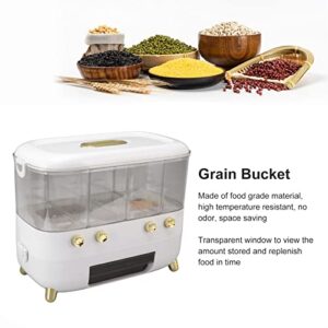 Haofy Rice Grain Bucket, 5000ml Compartment Food Storage Container White Refreshing Keeping for Restaurant (4 Grid)