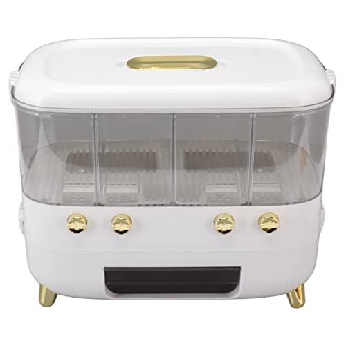 Haofy Rice Grain Bucket, 5000ml Compartment Food Storage Container White Refreshing Keeping for Restaurant (4 Grid)