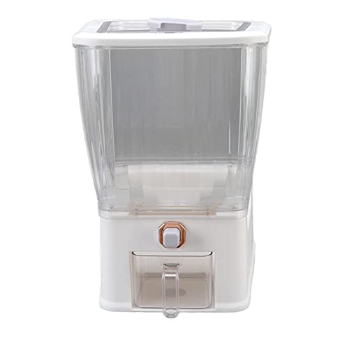 Grain Storage Box, 11kg Transparent Rice Storage Container One Button Press Rice Dispenser Sealed Dry Food Bucket for Home Kitchen (White) (Color : White)